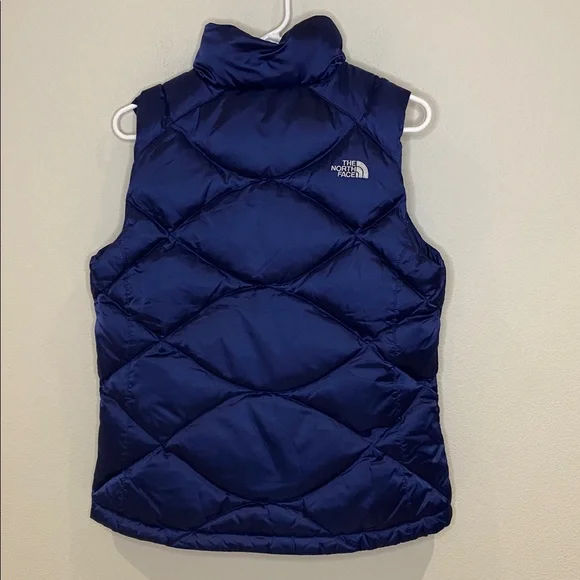 The‎ North Face 550 Down Quilted Puffer Vest Woman’s Size M Blue Satin - Picture 2 of 8